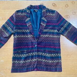 Tracy Evans Vintage Southwestern Aztec Pattern Blazer Cardigan — Women’s Medium